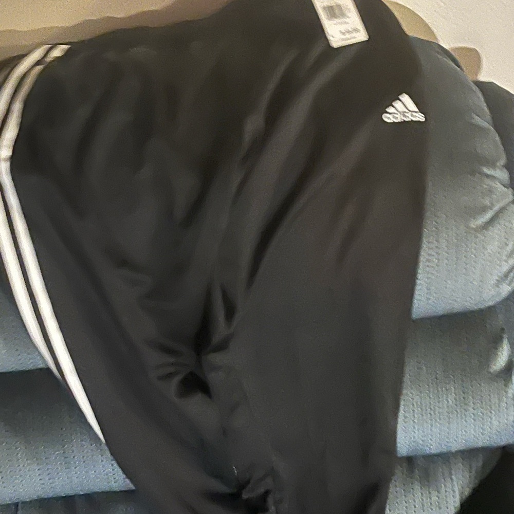 Adidas Black Joggers with White Stripes